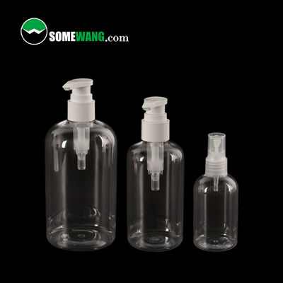 পাম্প স্প্রেয়ার কসমেটিক প্যাকেজিং সহ 100ml / 200ml / 500ml শ্যাম্পু শাওয়ার PET প্লাস্টিকের বোতল