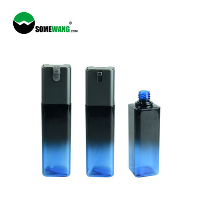বিলাসবহুল 100ml স্কয়ার PETG প্লাস্টিকের বোতল নীল স্কিনকেয়ার প্যাকেজিং কন্টেইনার লোশন পাম্প বোতল