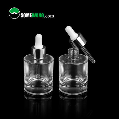 50ml এসেনশিয়াল অয়েল কন্টেইনার গোলাকার গ্লাস অ্যালুমিনিয়াম ড্রপার আই সিরাম বোতল
