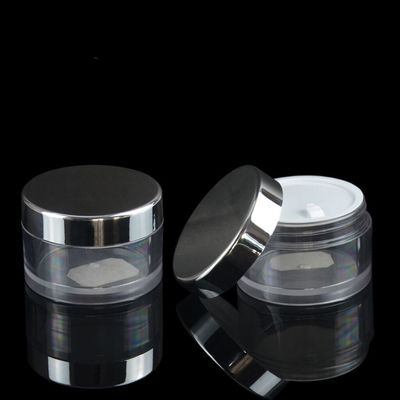 কাস্টমাইজড 30ml 50ml PETG প্রসাধনী ক্রিম ইলেক্ট্রোপ্লেটেড ঢাকনা সহ খালি জার