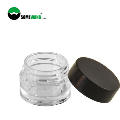 8ml পুরু প্রাচীর পরিষ্কার বৃত্তাকার PET প্লাস্টিক প্রসাধনী জার প্যাকেজিং কালো ঢাকনা জন্য আই ক্রিম